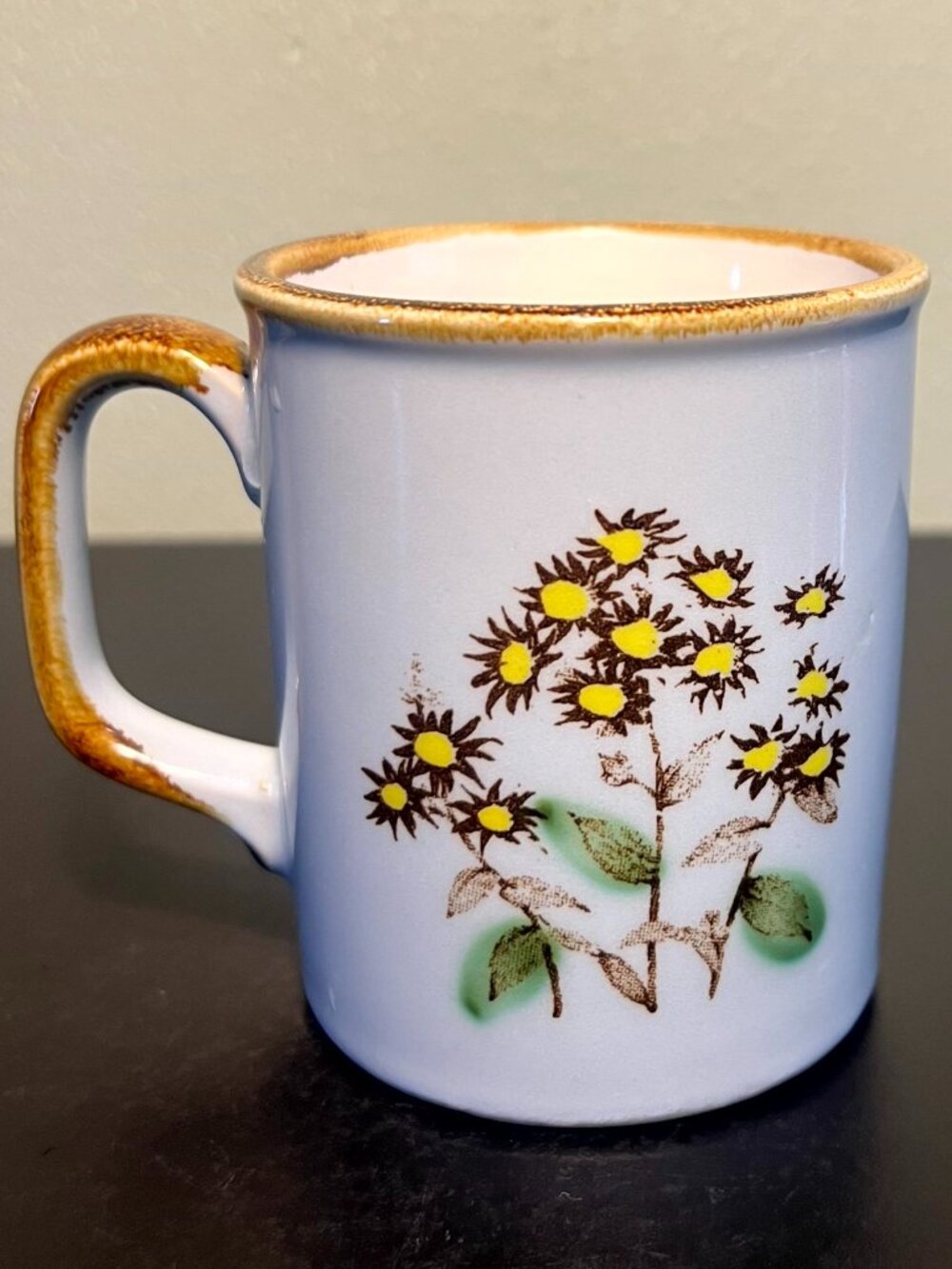 Vintage Boho Speckled Stoneware Floral Coffee Mug Cup Retro 70s Mid Century 10oz - Picture 2 of 10